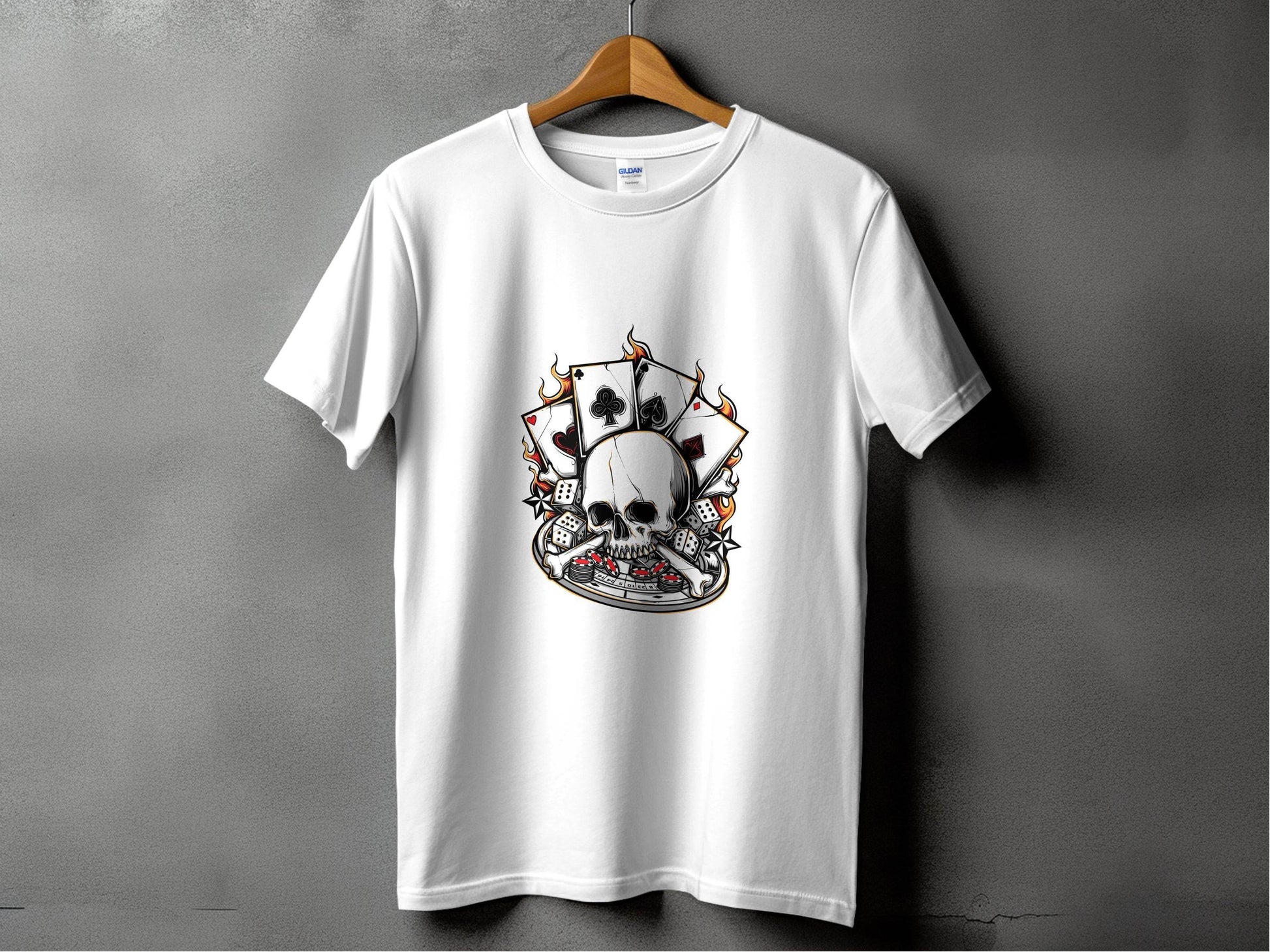 Skull and Gambling Illustration Graphic Design T-Shirt - Design & Vybe