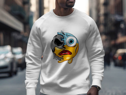 Melting Dual Face Smiley Graphic Sweater - Design & Vybe
