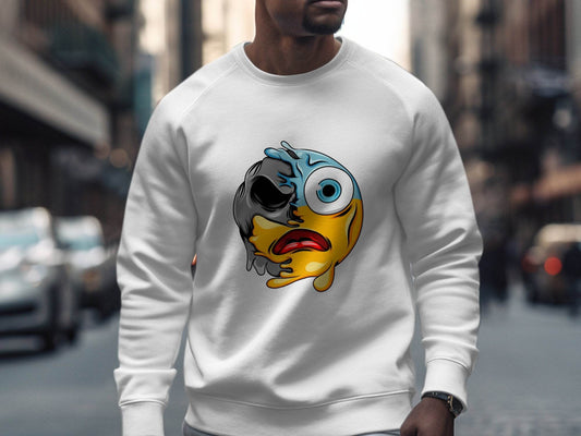 Melting Dual Face Smiley Graphic Sweater - Design & Vybe