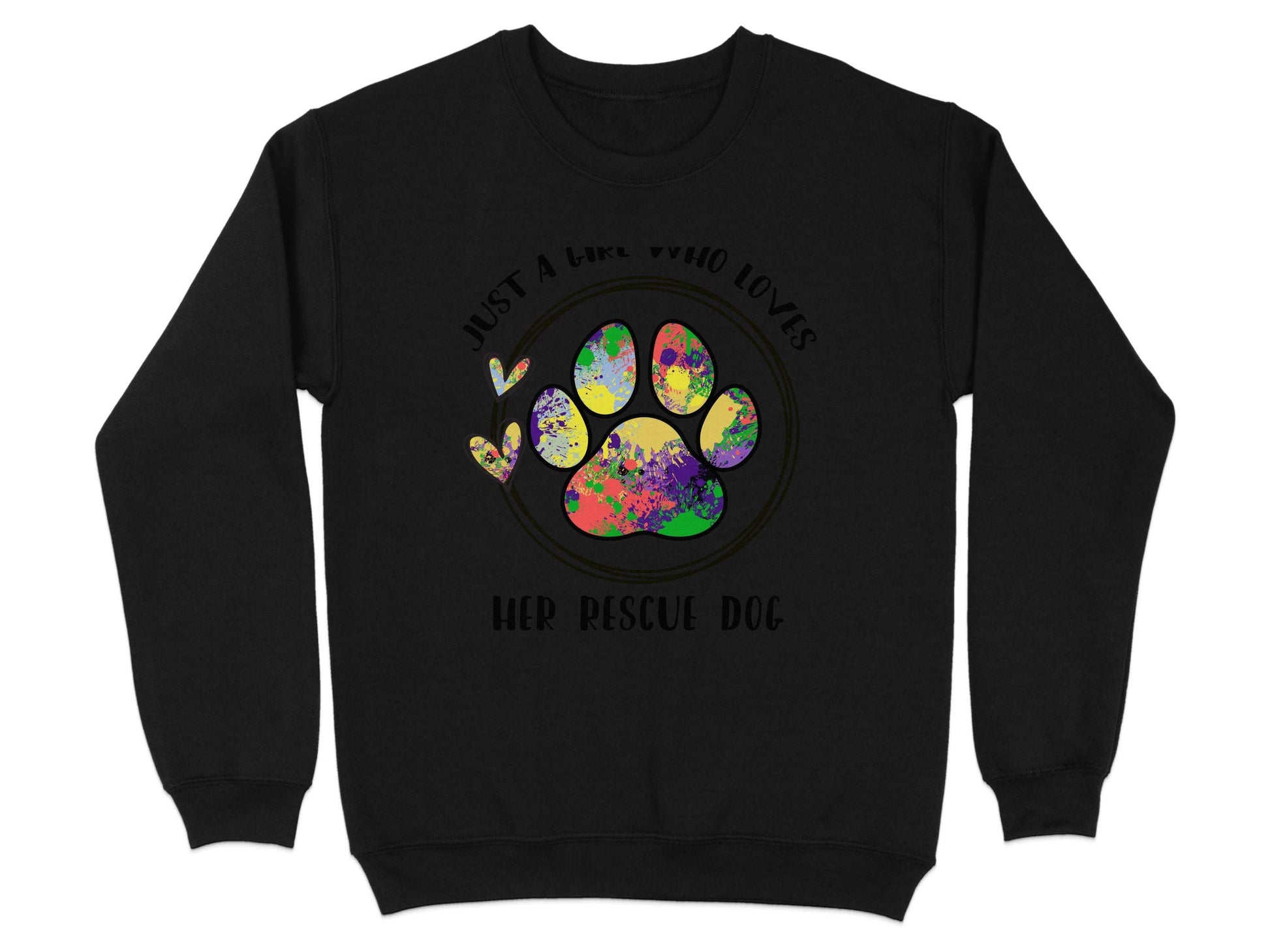 Just a Girl Who Loves Her Rescue Dog Paw Print Sweater - Design & Vybe