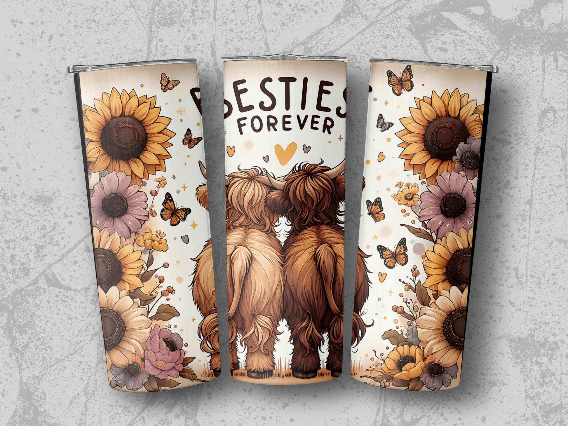 Besties Forever Floral Cow Friends Themed Drinkware product