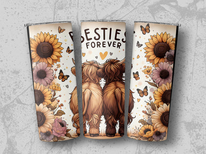 Besties Forever Floral Cow Friends Themed Drinkware product