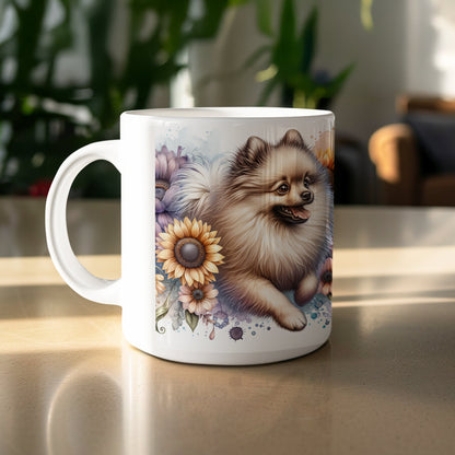Cute Pomeranian with Sunflowers Print Mug product