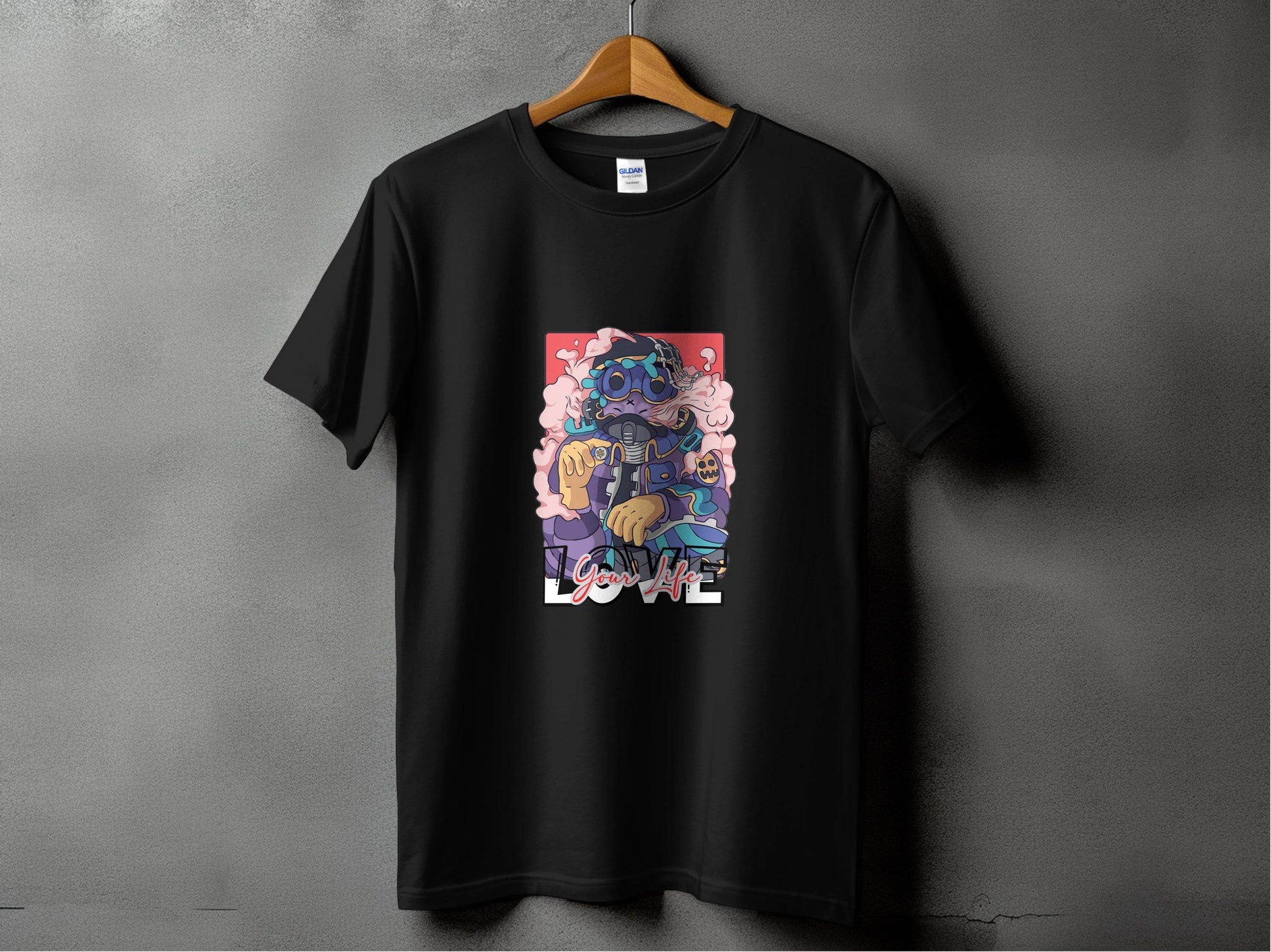 Love Your Life Robot Style Cartoon Graphics T-Shirt - Design & Vybe