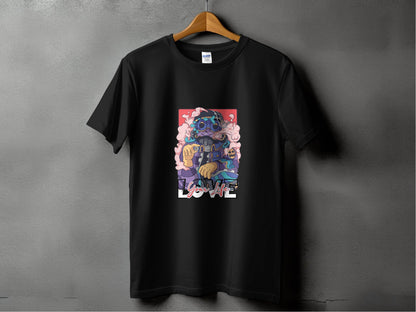 Love Your Life Robot Style Cartoon Graphics T-Shirt - Design & Vybe