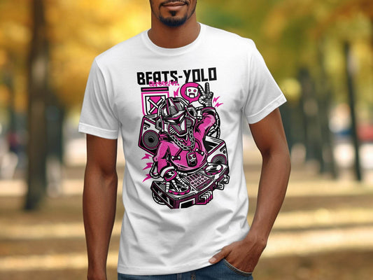 Beats Yolo Street Art Robot DJ Graphic Design T-Shirt - Design & Vybe