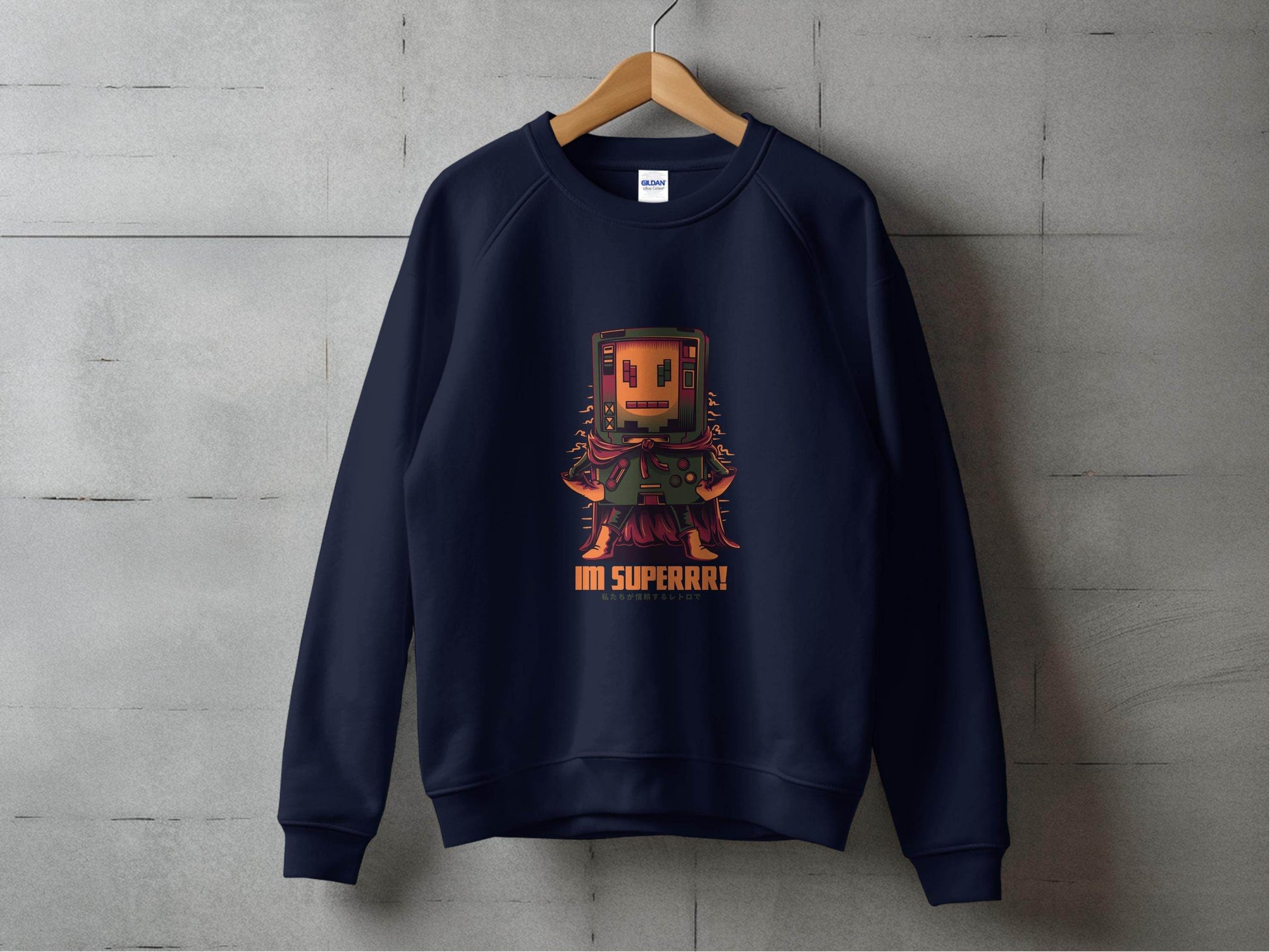 Retro Game Robot I'm Superrr Design Awesome Hoodie - Design & Vybe