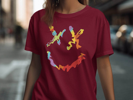 Unique Abstract Dead Smile Colorful Graphic Design Artwork T-shirt - Design & Vybe