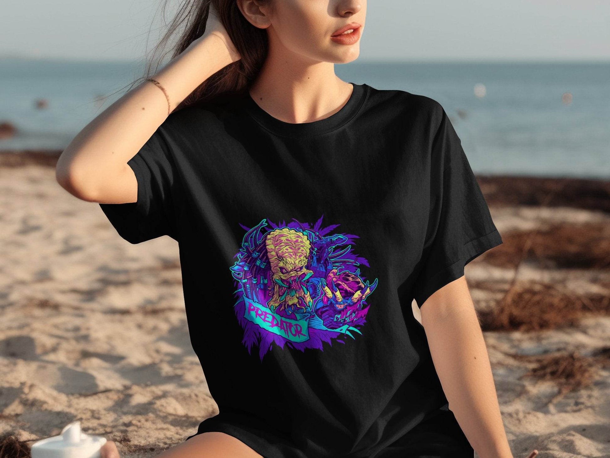 Predator Head With Leaves Awesome Graphic Design T-Shirt - Design & Vybe