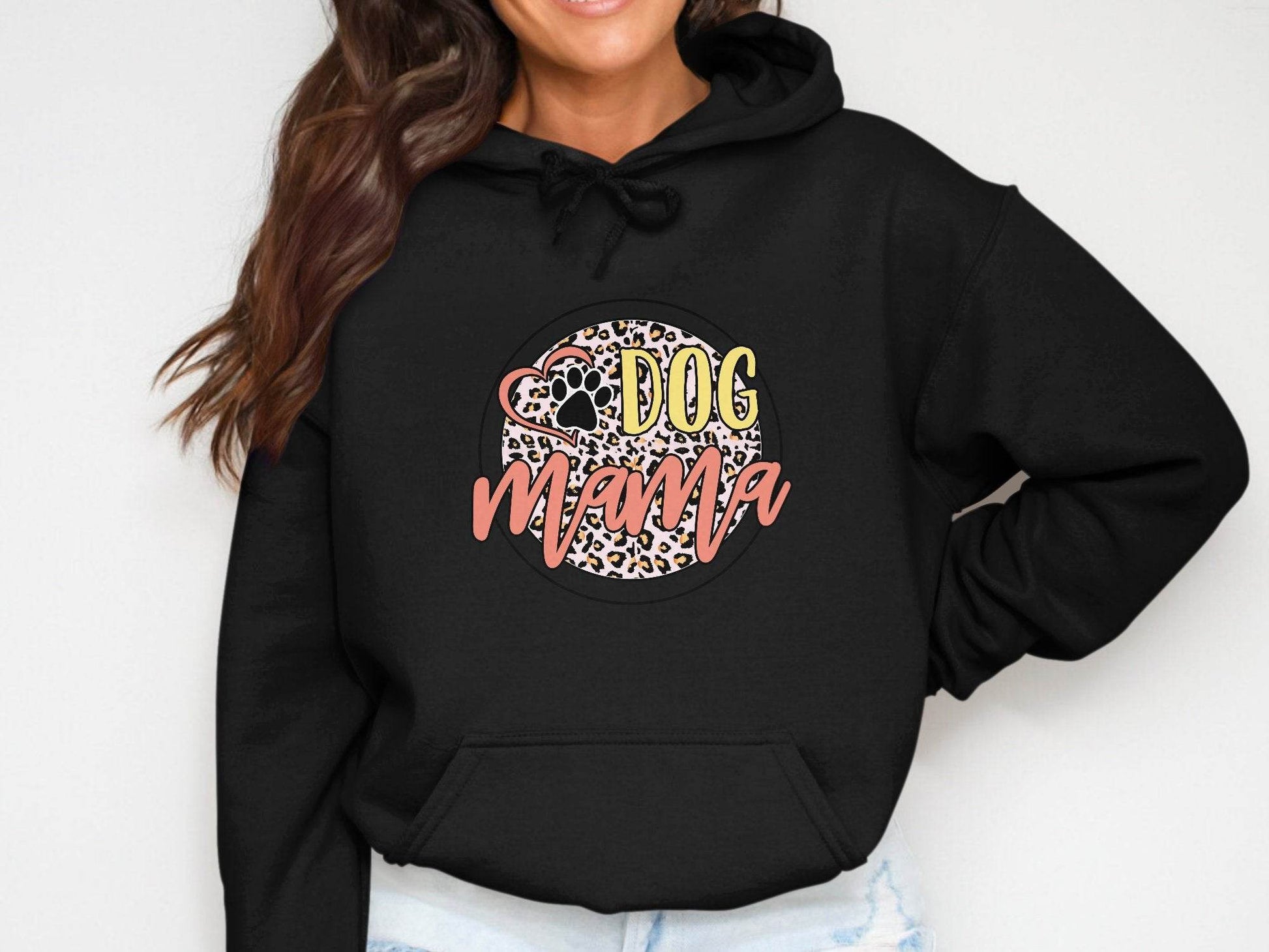 Dog Mama Paw Print On Leopard Print Background Hoodie - Design & Vybe