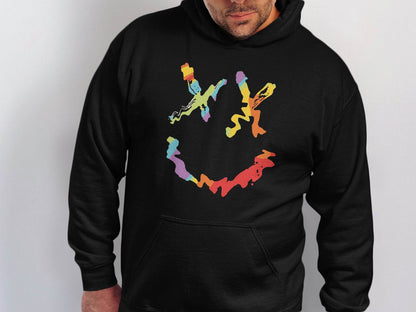 Unique Abstract Dead Smile Colorful Graphic Design Artwork Hoodie - Design & Vybe