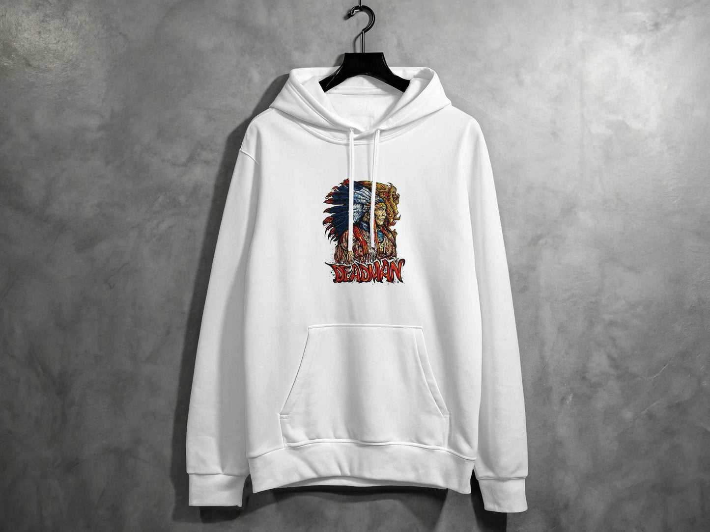 Deadman Portrait with Native American Headdress Hoodie - Design & Vybe