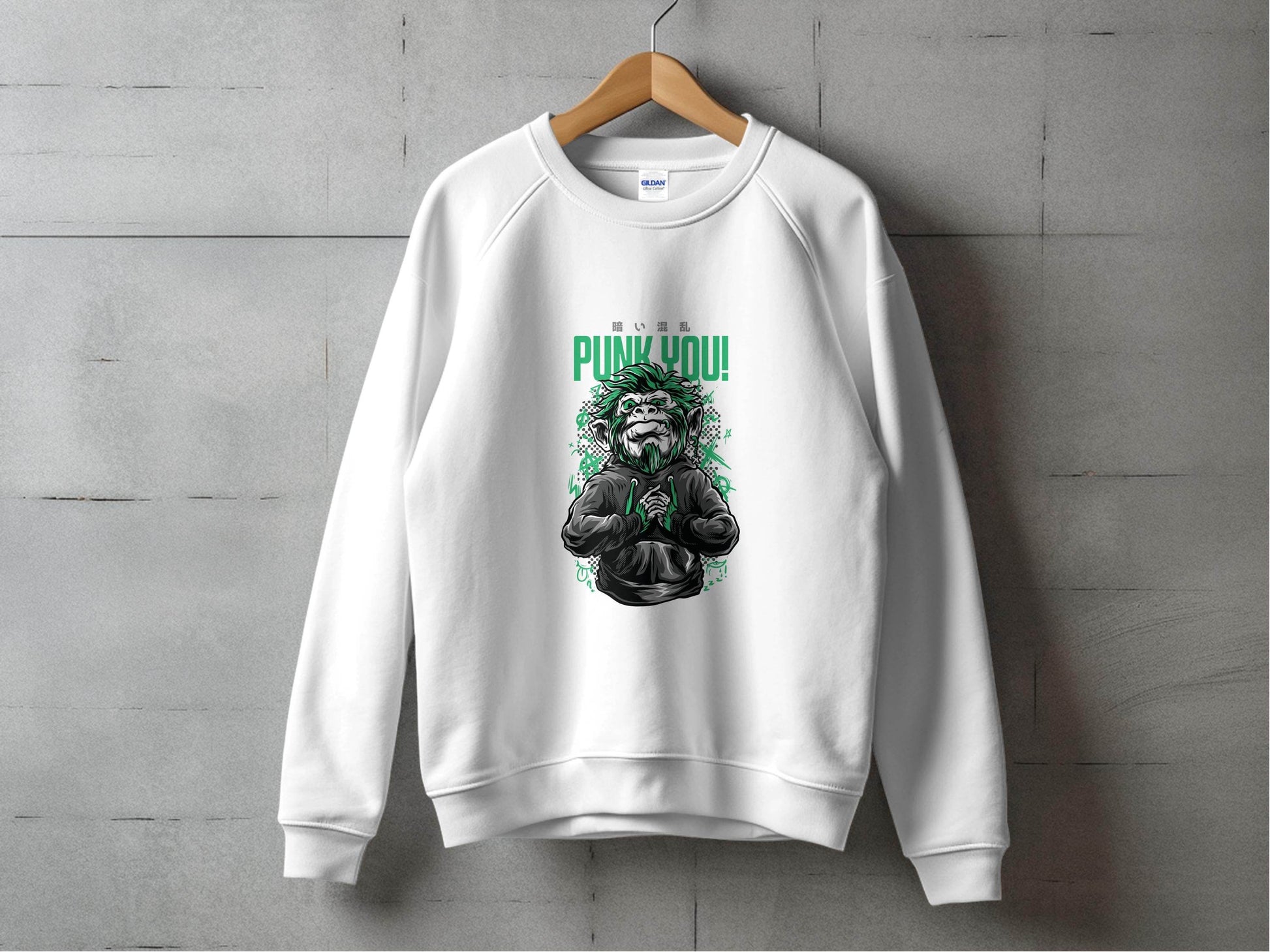 Punk You Green Hair Ape Graphic Style Unisex Sweater - Design & Vybe