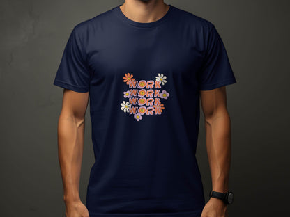 Work With Smiling Sun Flowers Graphic Trendy Design T-Shirt - Design & Vybe