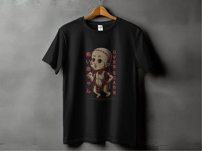 Scary Doll with Japanese Text Design Trendy Over Scary T-Shirt - Design & Vybe