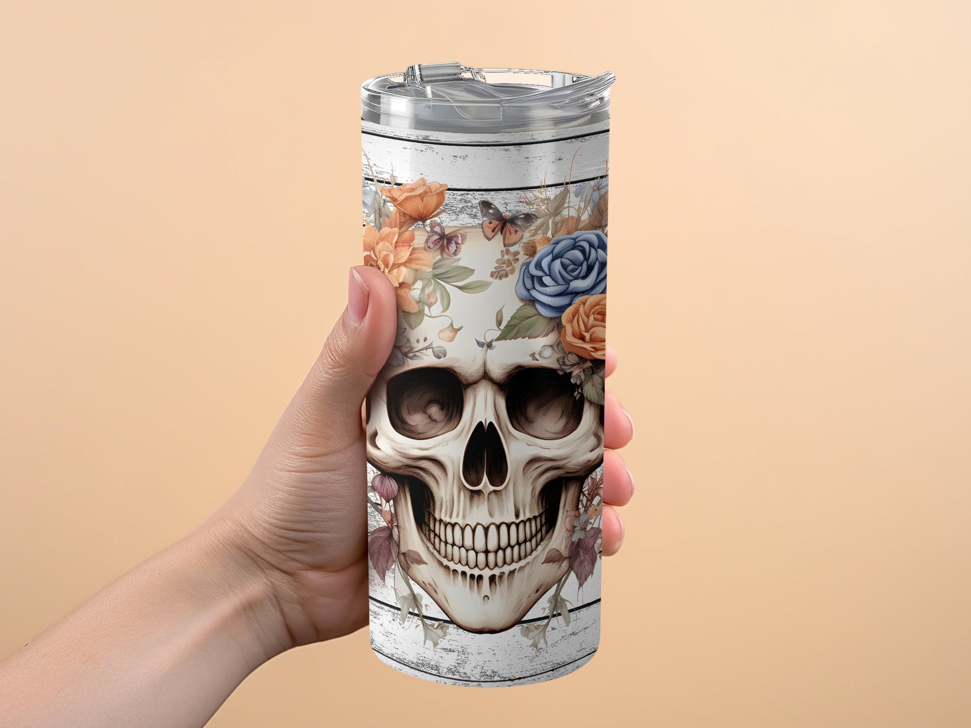 Floral Skull Design Insulated Travel Tumbler product