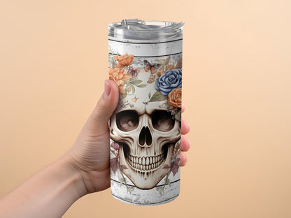 Floral Skull Design Insulated Travel Tumbler product