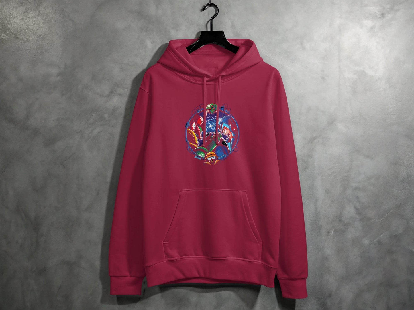 Metroid Meets Mega Man Character Design in Space Hoodie - Design & Vybe