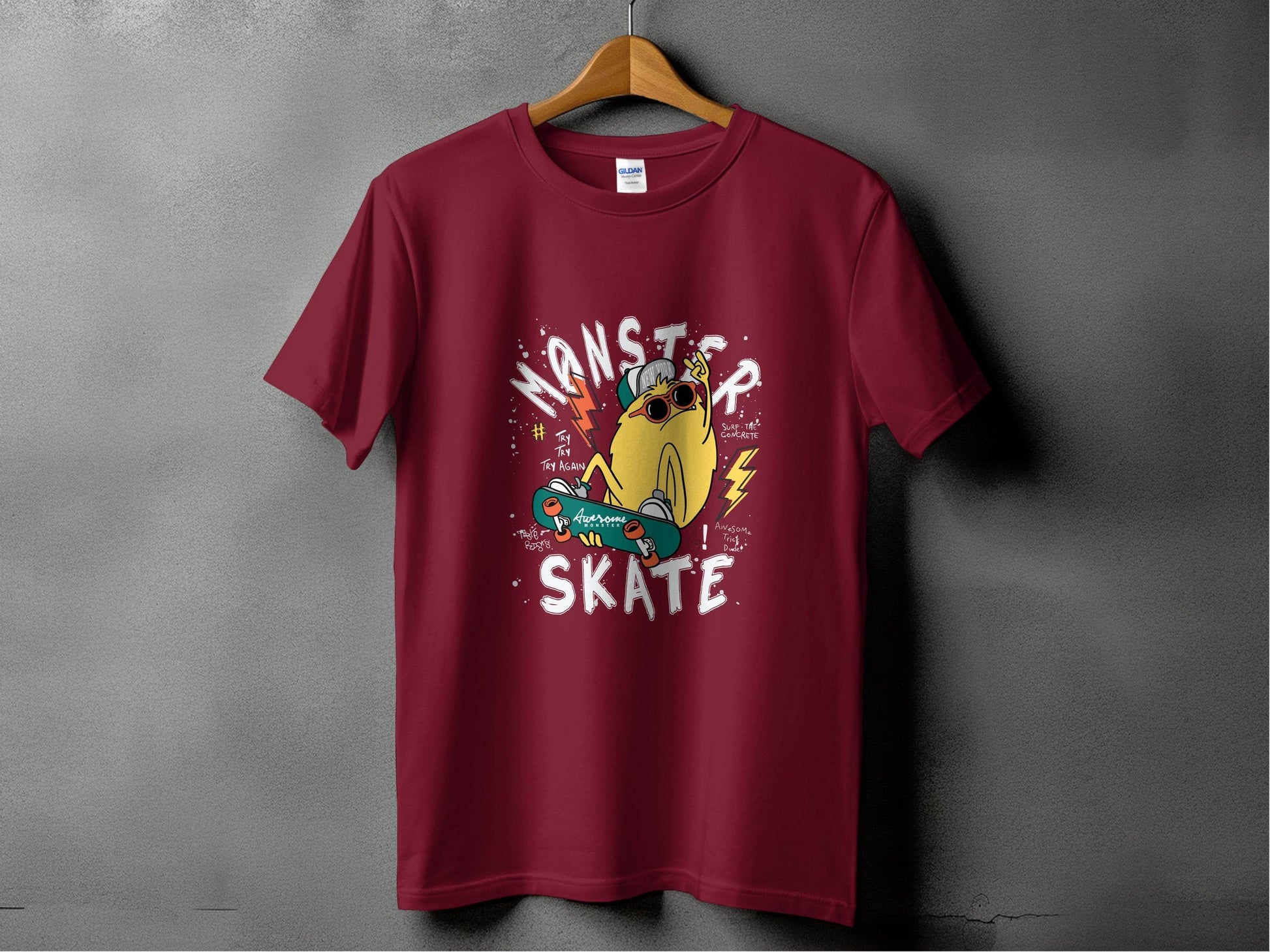 Fun Skateboarding Graphic Monster Cool T-Shirt - Design & Vybe