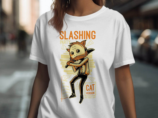 Slashing Party Cat Version for Adult Only Graphic T-Shirt - Design & Vybe