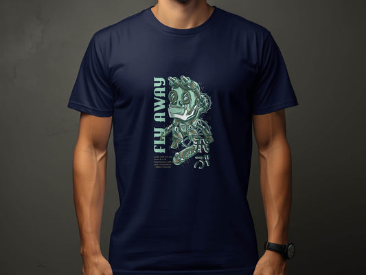 Fly Away Steampunk Robot Skateboard Graphic Design T-Shirt - Design & Vybe