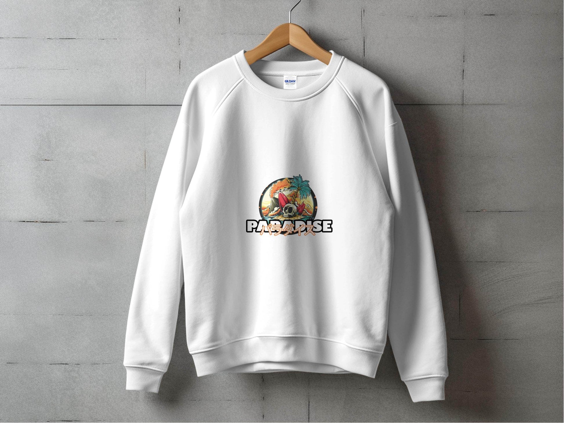 Paradise Skull Island With Surfboard Graphic Hoodie - Design & Vybe