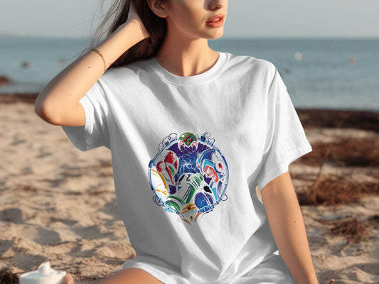 Metroid Meets Mega Man Character Design in Space T-Shirt - Design & Vybe