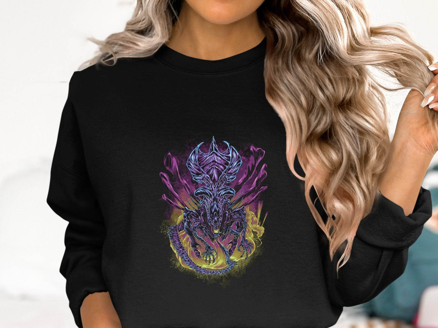 The Queen Xenomorph Art Monster Illustration Sweater - Design & Vybe