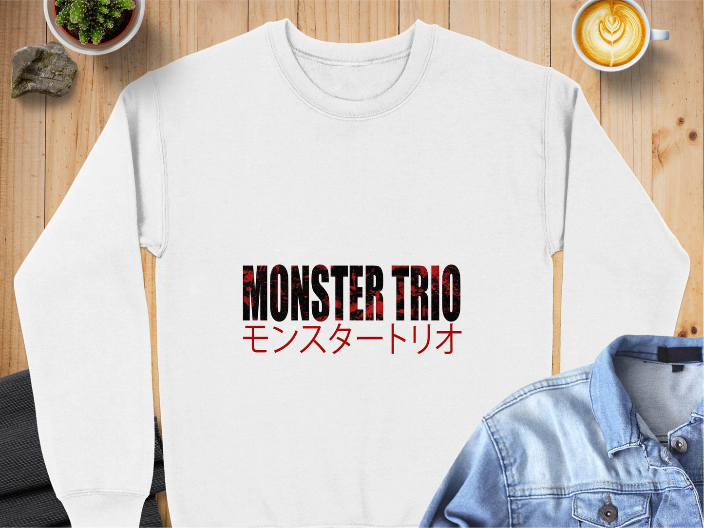 Monster Trio Japanese Text Design Fan Apparel Sweater - Design & Vybe