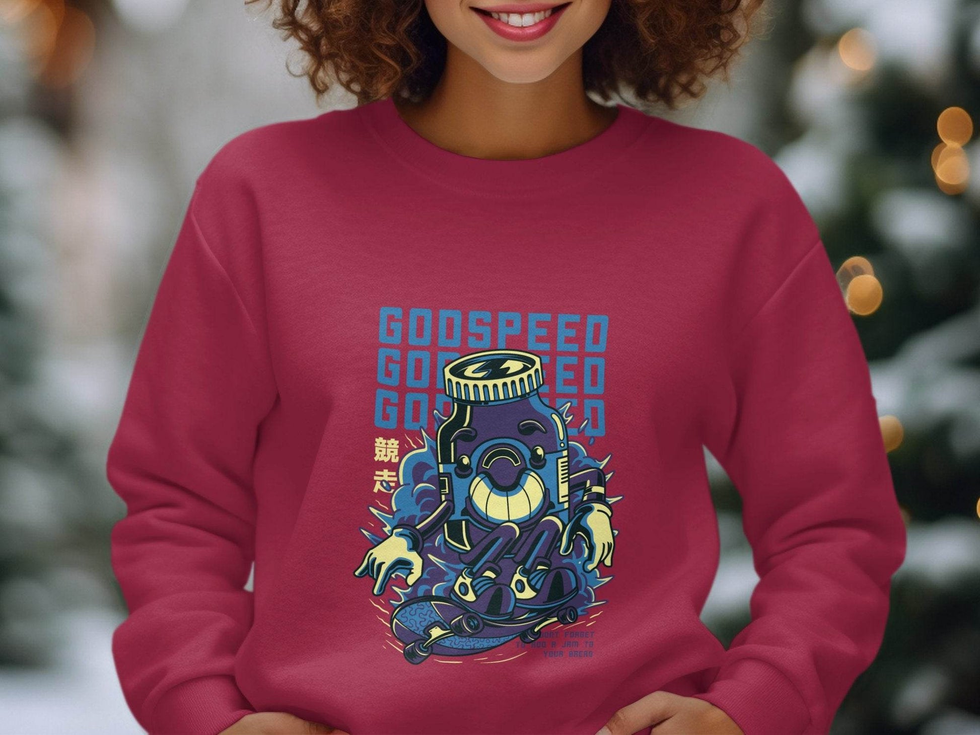 Godspeed Bottle With Skateboarding Graphic Sweater - Design & Vybe