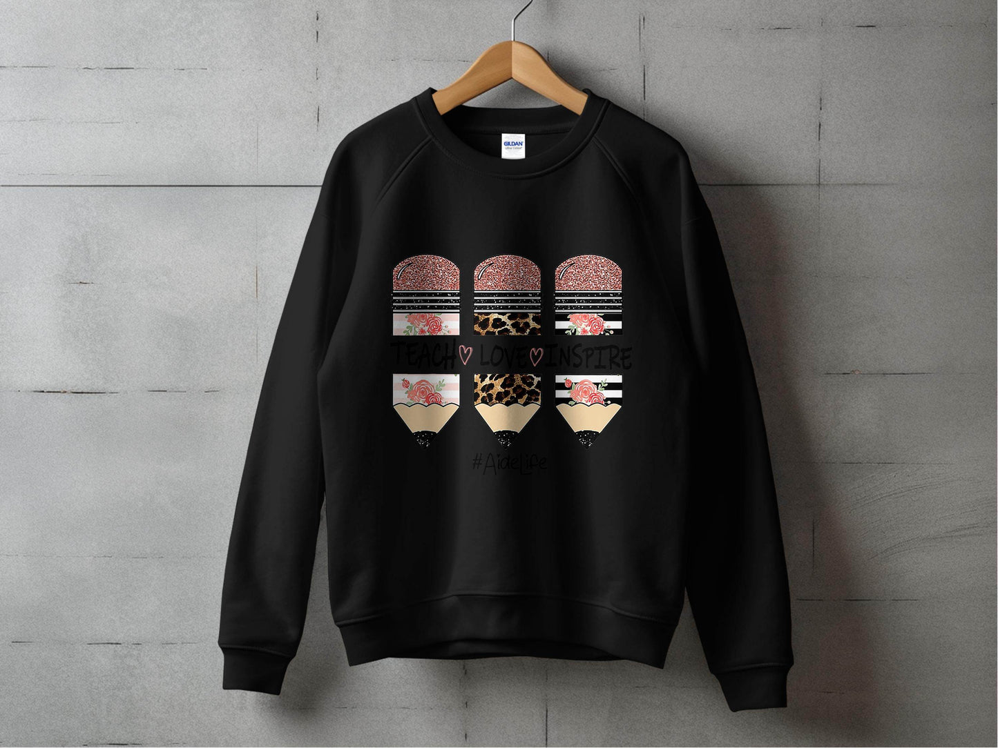 Teach Love Inspire Pencils for Teachers AideLife Sweater - Design & Vybe
