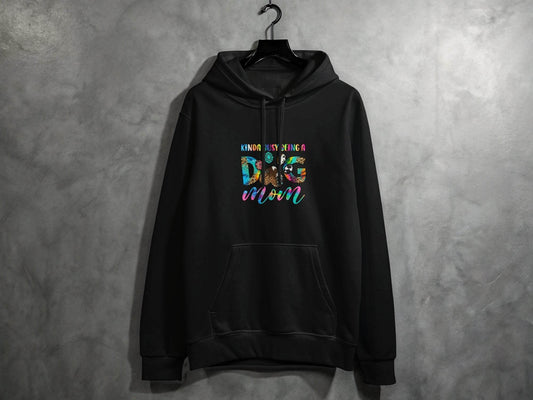 Kinda Busy Being a Dog Mom Animal Prints Letter Design Hoodie - Design & Vybe