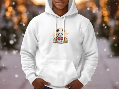 Fun Cartoon Panda Wearing Bow Tie Graphic Hoodie - Design & Vybe