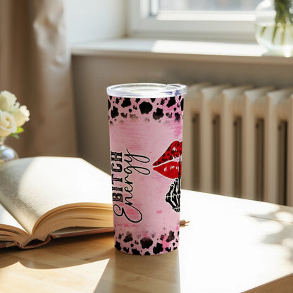 Chic Pink Lips and Cow Print Tumbler Product