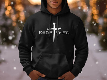 Redeemed Nails Cross Design Christian Faith Graphic Hoodie - Design & Vybe