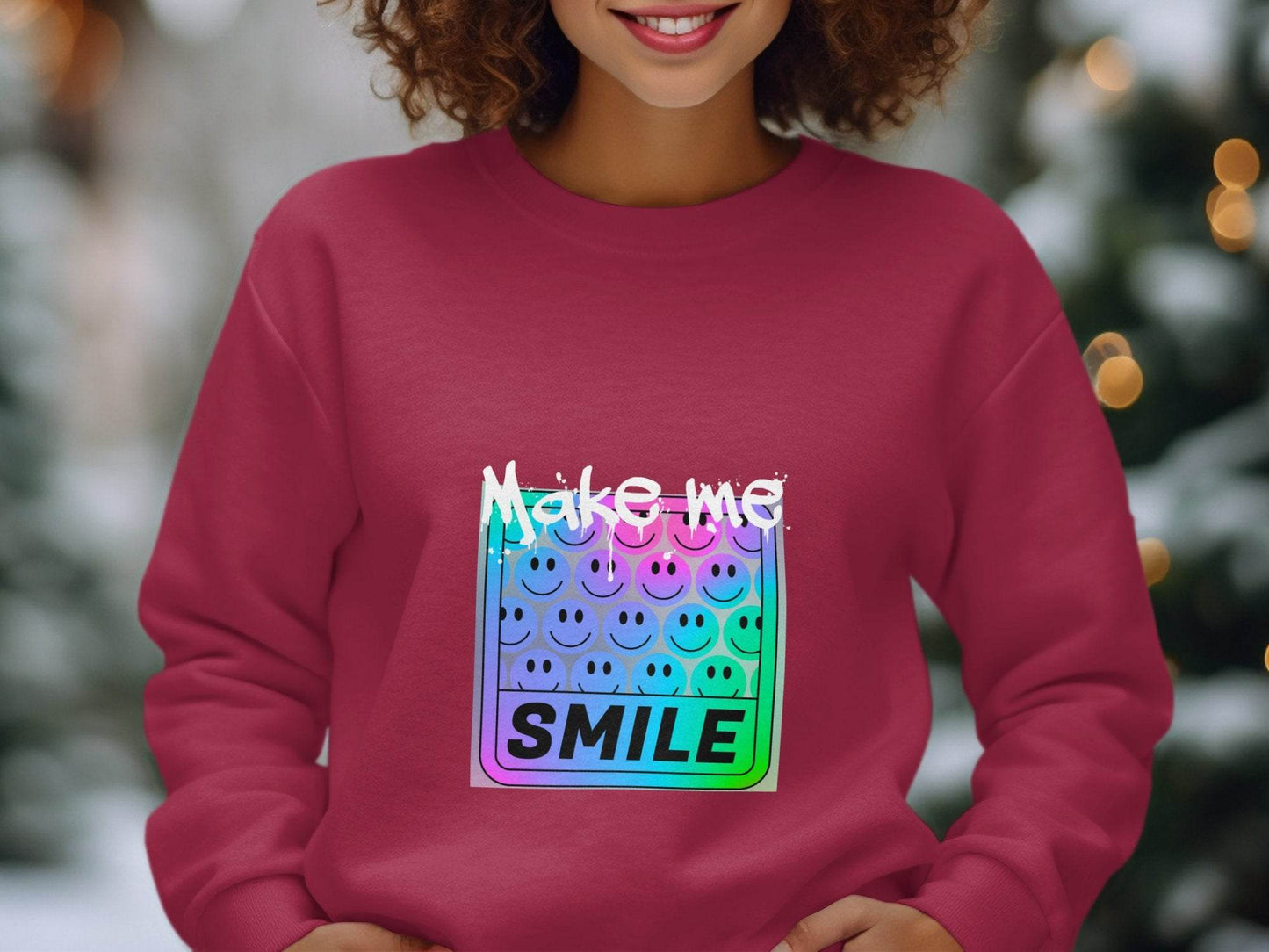 Make Me Smile Rainbow Gradient Design Graphic Sweater - Design & Vybe