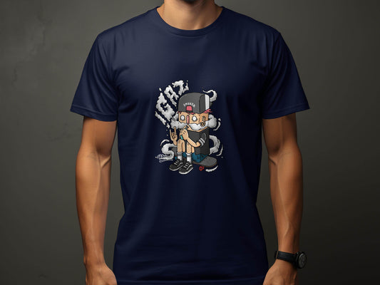 Cartoon Smoker Vaping on Skateboard Urban Style T-Shirt - Design & Vybe