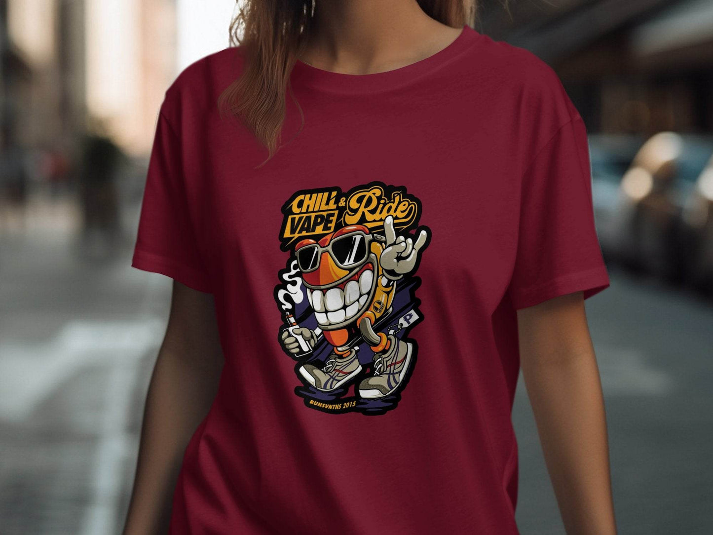 Chill and Vape Ride Fun Cartoon Style T-Shirt - Design & Vybe