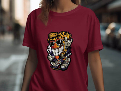 Chill and Vape Ride Fun Cartoon Style T-Shirt - Design & Vybe