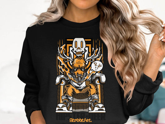 Hipster Deer Street Art Graphic Design For Casual Sweater - Design & Vybe