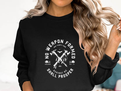No Weapon Formed Against Me Shall Prosper Isaiah Sweater - Design & Vybe