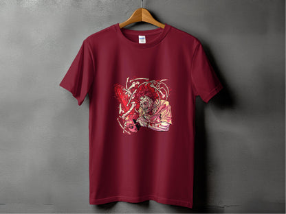 Dynamic Red Samurai Graphic Tee design shirt product