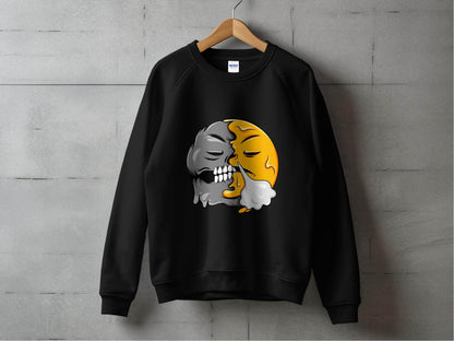 Duality of Nature Smiley Graphic Print Sweater - Design & Vybe
