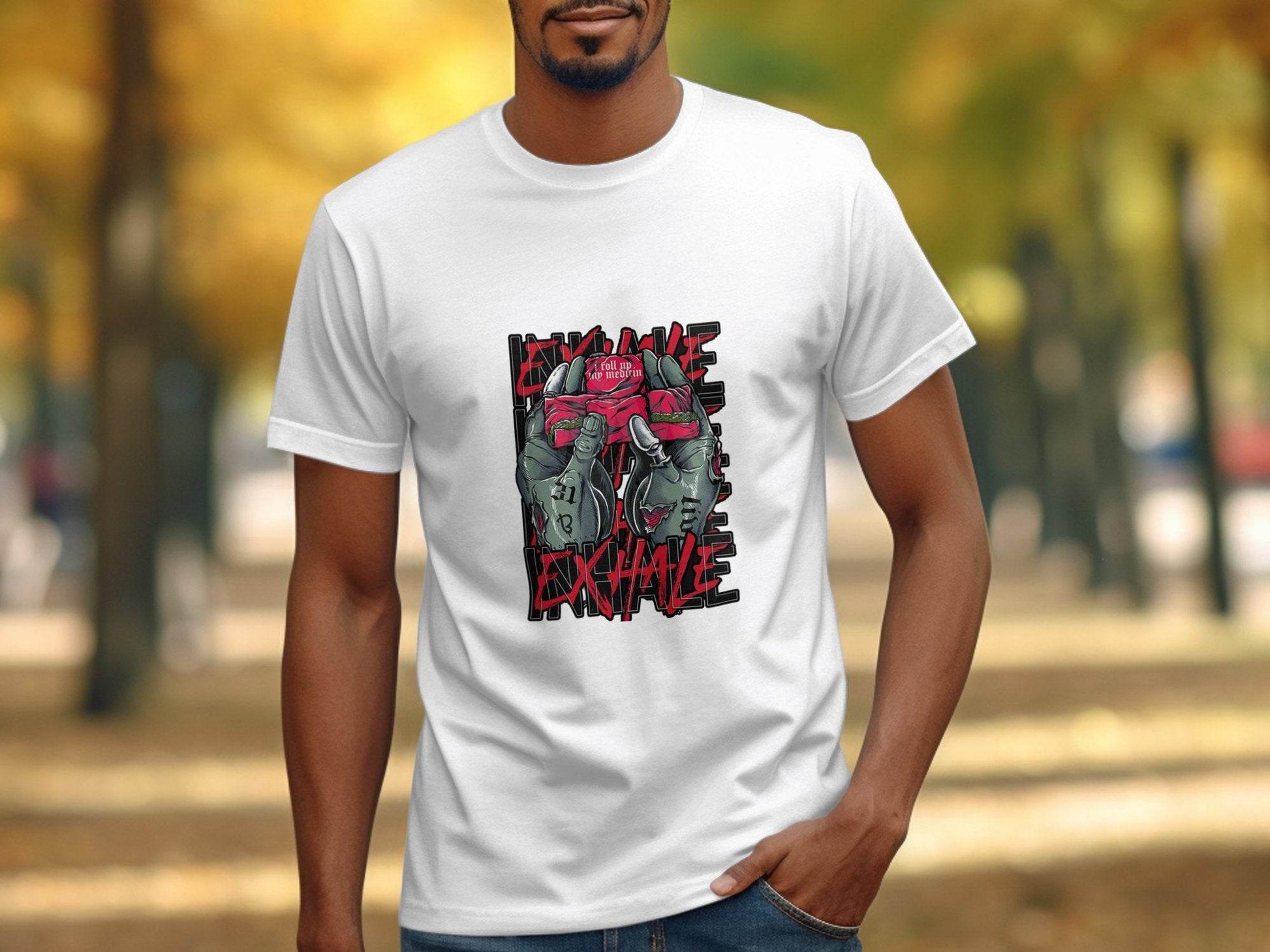 Inhale Exhale I Roll Up My Medicine Graphic Design T-Shirt - Design & Vybe
