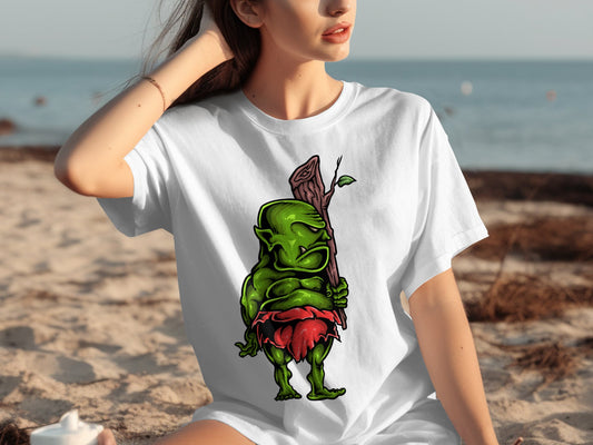 Green Humanoid Character with Stick Graphic product type