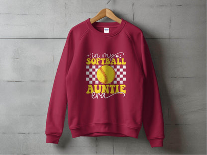 In My Softball Auntie Era Groovy Retro Proud Graphic Design Image Sweater - Design & Vybe