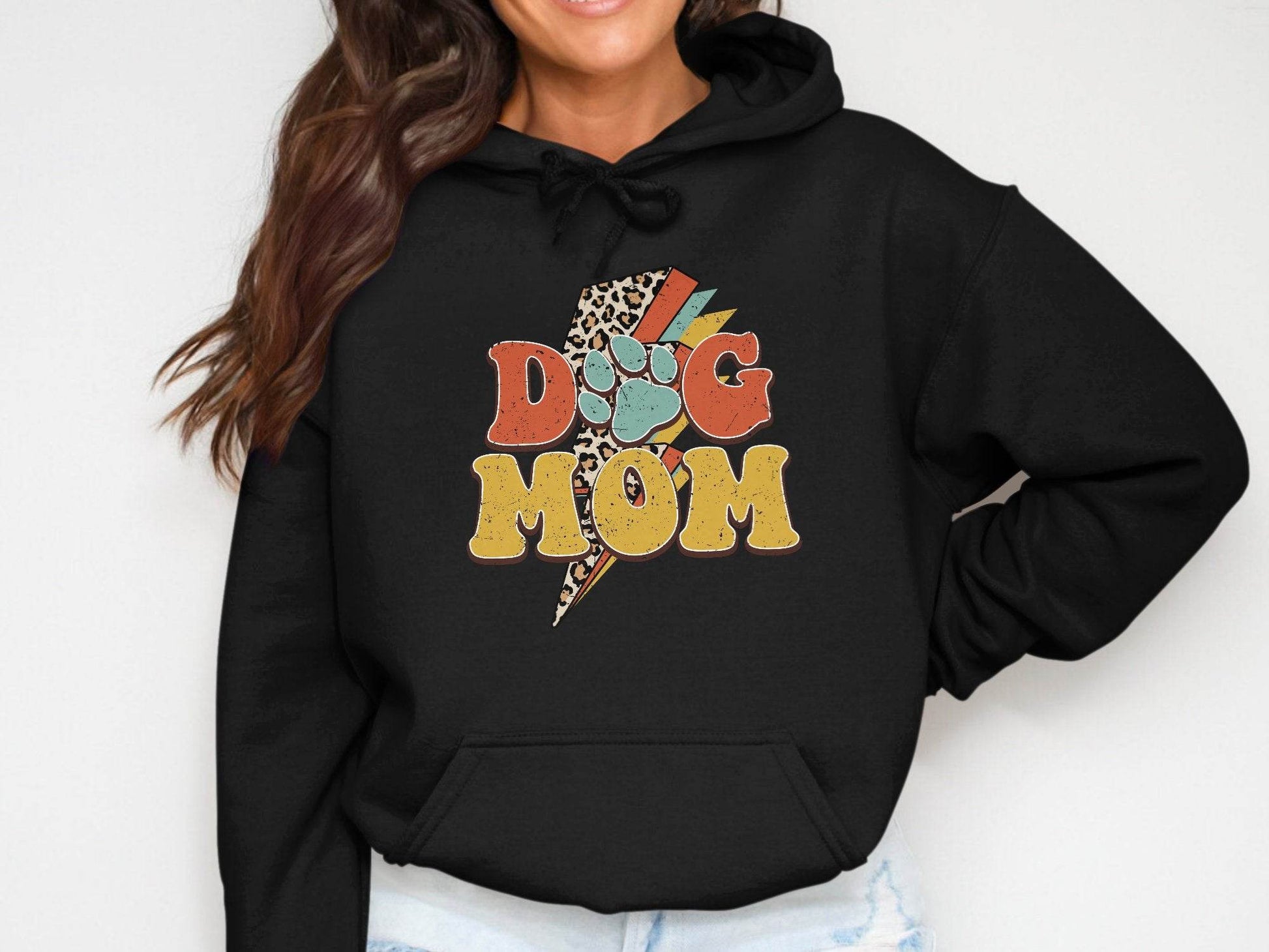 Retro Leopard Dog Mom Paw Print Design Great Gift Hoodie - Design & Vybe