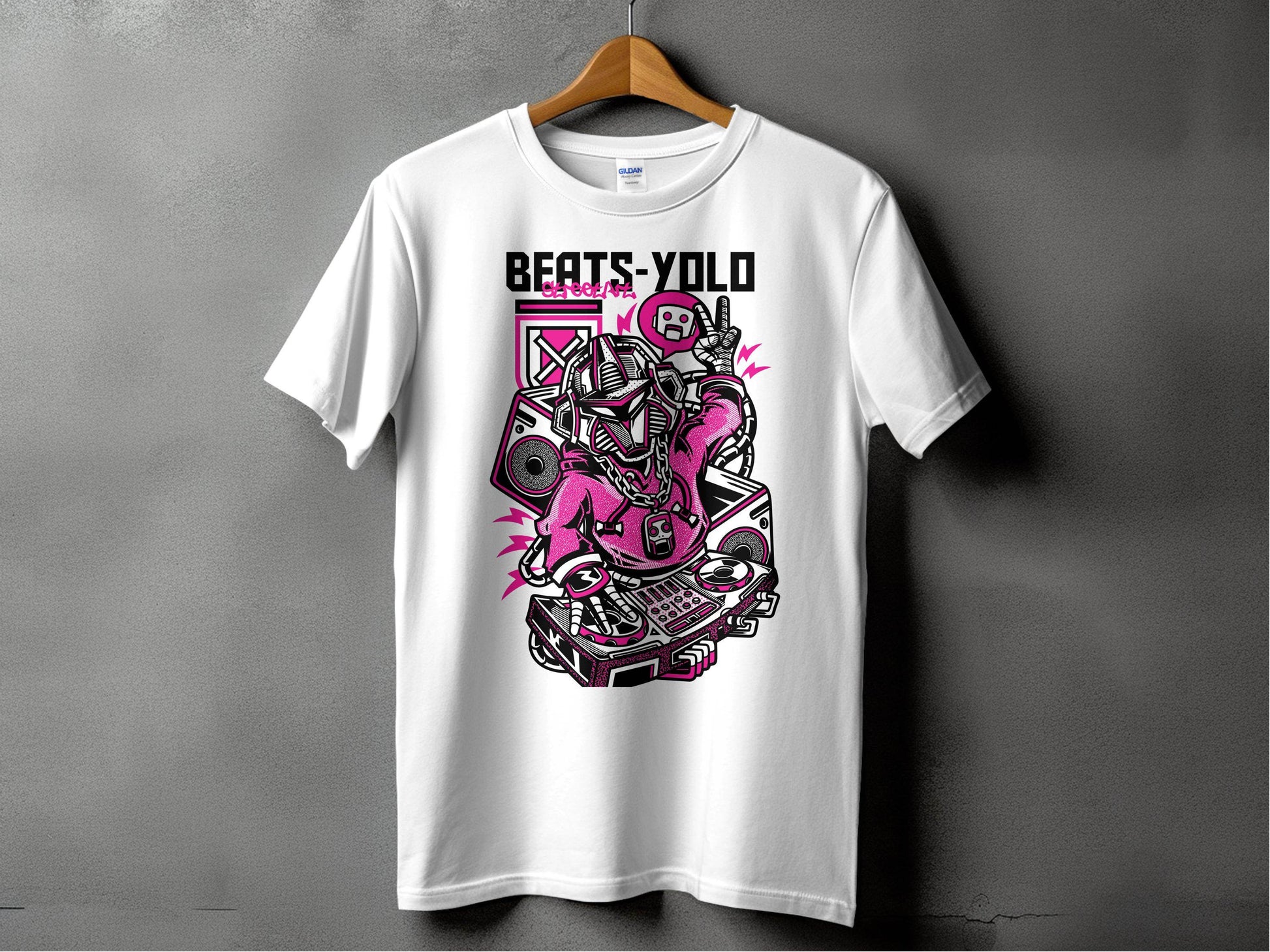 Beats Yolo Street Art Robot DJ Graphic Design T-Shirt - Design & Vybe