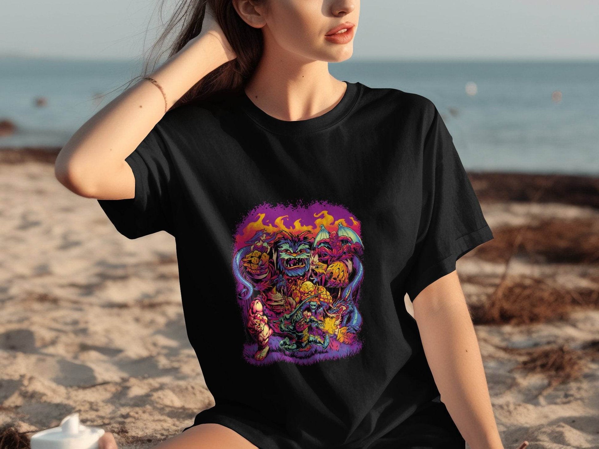 Epic Fantasy Illustration Featuring Fearsome Creatures T-Shirt - Design & Vybe