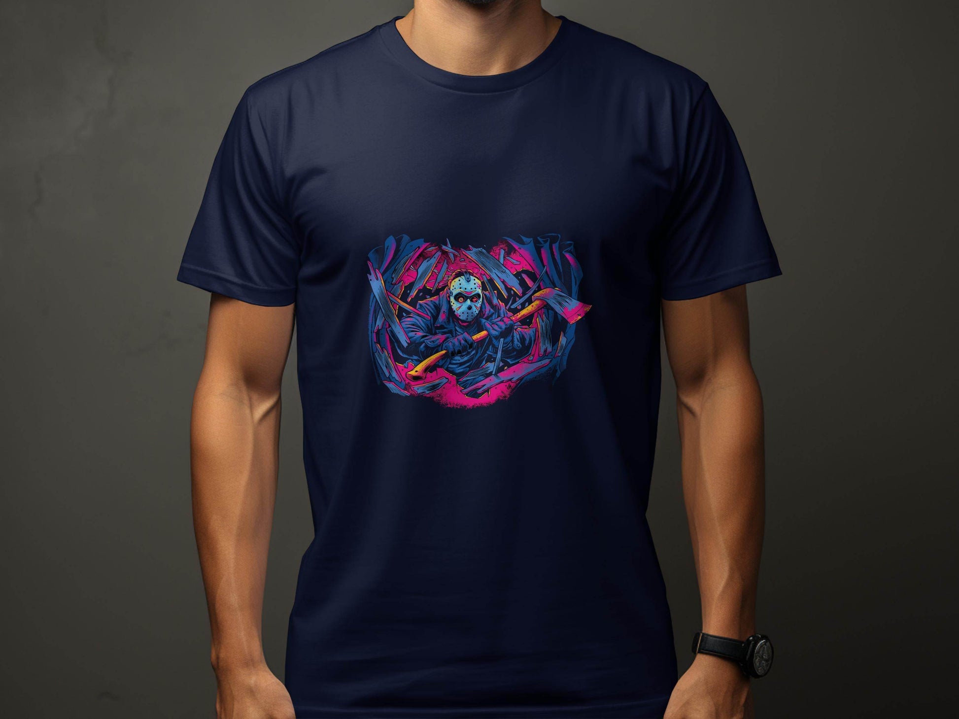 Masked Horror with Axes Abstract Graphics Cool T-Shirt - Design & Vybe